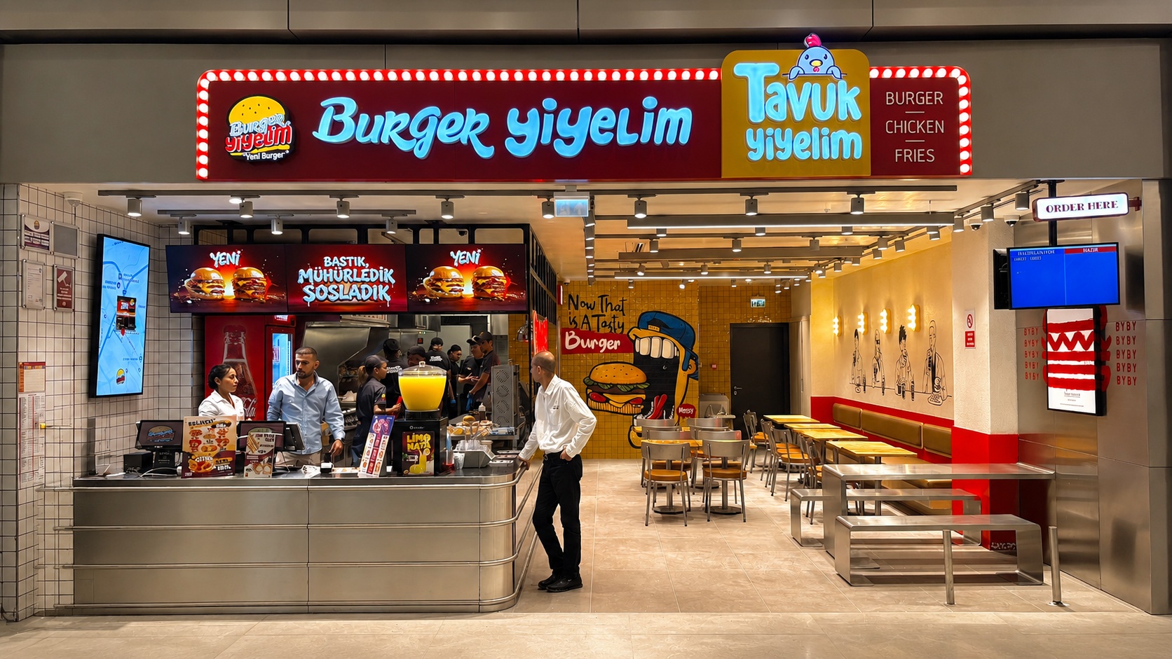 Lezzetli burgerler ve nefis menüler için Burger Yiyelim’e bekliyoruz.